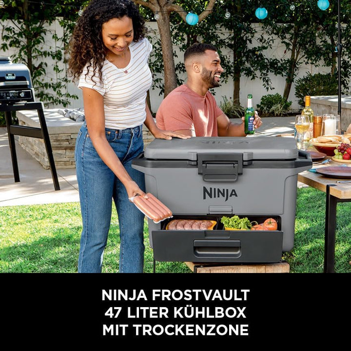 Ninja FrostVault Hard Cooler 47L, Premium isolierte Kühlbox, hält EIS bis zu 6 Tage 47L Grau, 47L Gr