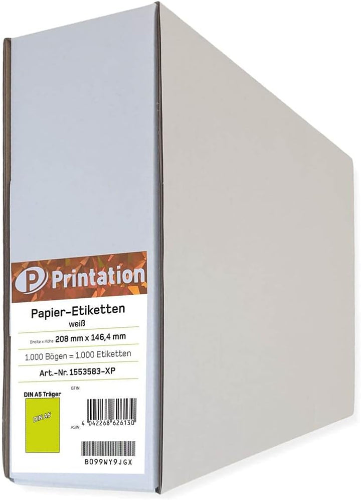 Versand-Etiketten A5 1000 Stk. 210 x 148,5 mm weiss selbstklebend - 1000 DIN A5 Bogen Grosspack à 1x