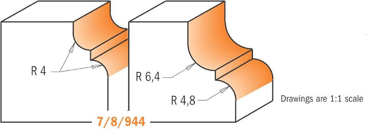 CMT ORANGE TOOLS 944.350.11 - PROFIL-FRÄSER M/ANLAUF. HM S=8 R=4.8/6.4