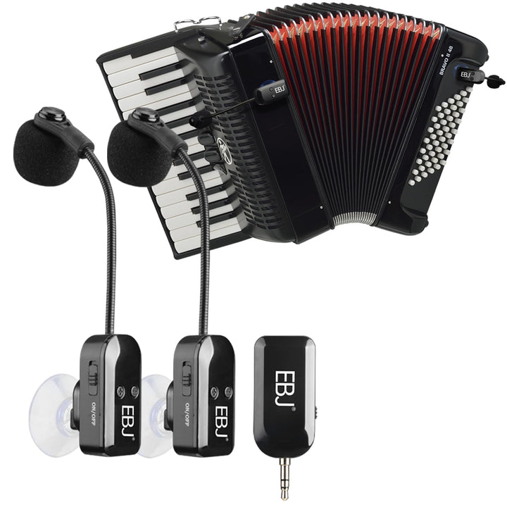 EBJ 2,4 G Instrumenten-Mikrofonempfänger mit abnehmbarem Saugnapf für Gitarre, Violine, Cello, Akkor
