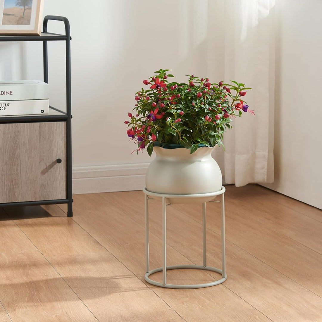 [en.casa] Blumenständer Assen Pflanzenständer mit Blumentopf Metall Hellgrau Pflanzenregal 31,5 x 19