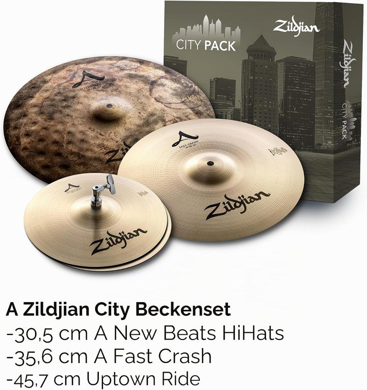Zildjian A Zildjian Series City Cymbal Box Set - 12" New Beat Hi-Hats, 14" Crash, 18" Uptown Ride, C