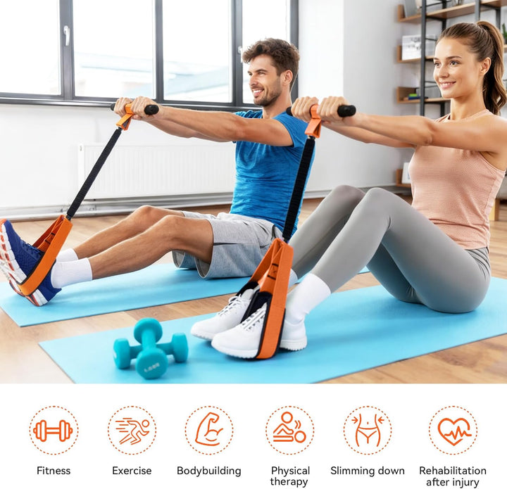 Pedal Widerstandsband mit Griff, Bauchtrainer für Zuhause, Multifunktionales Sit-Up Trainingsgerät f