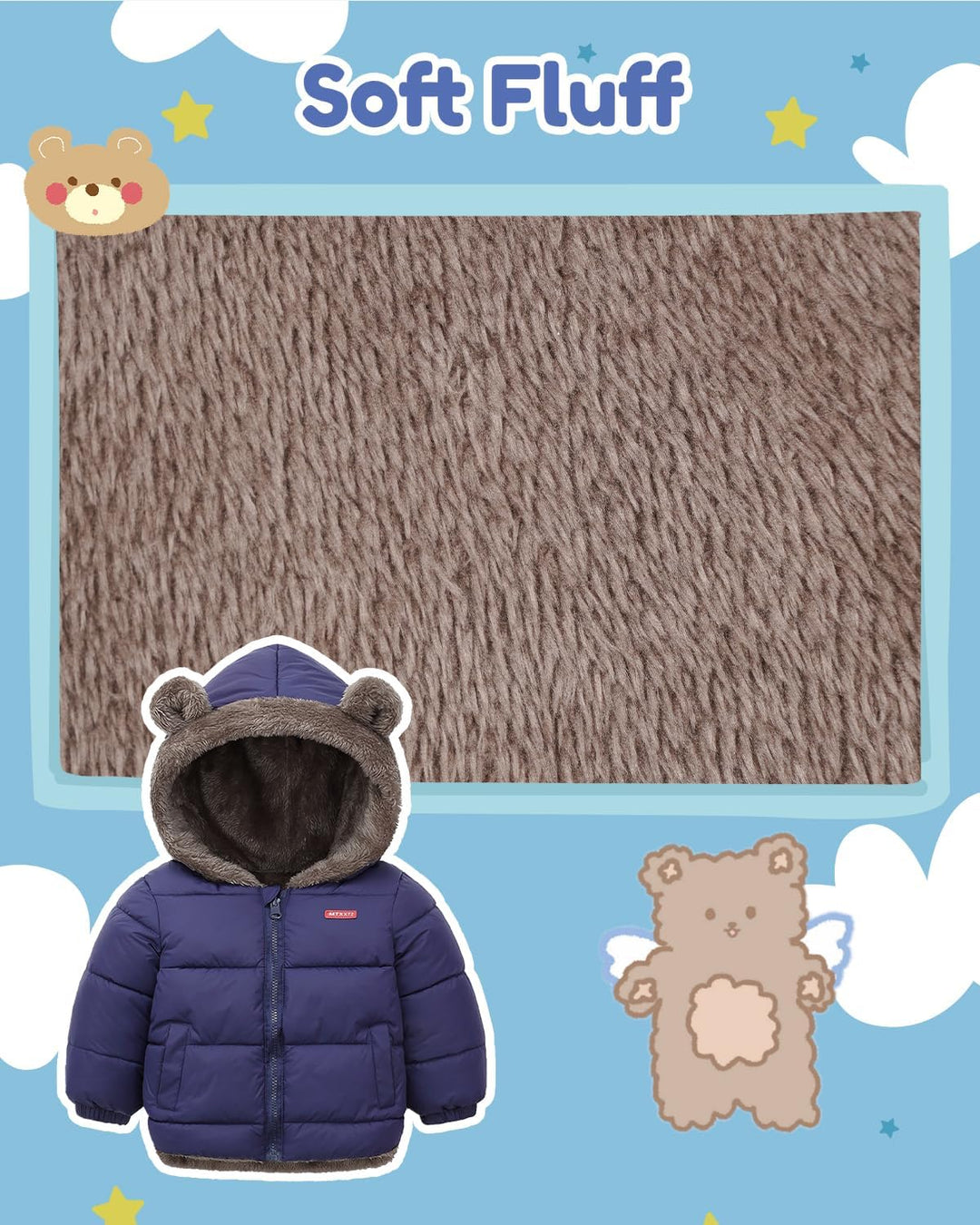 Baby Winter Fleece Mantel Kinder Jungen Jacke Outwear Mädchen Gepolstert Kleidung, Blau