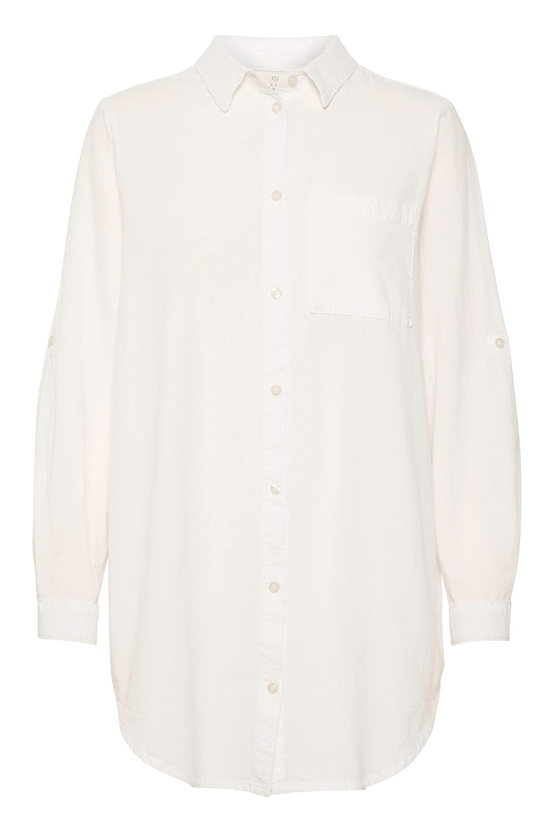 KAFFE Langarm - Hemd KAnaya Damen Hemd Langarm Kragen Lang Casual Hemdbluse 36 Chalk, 36 Chalk