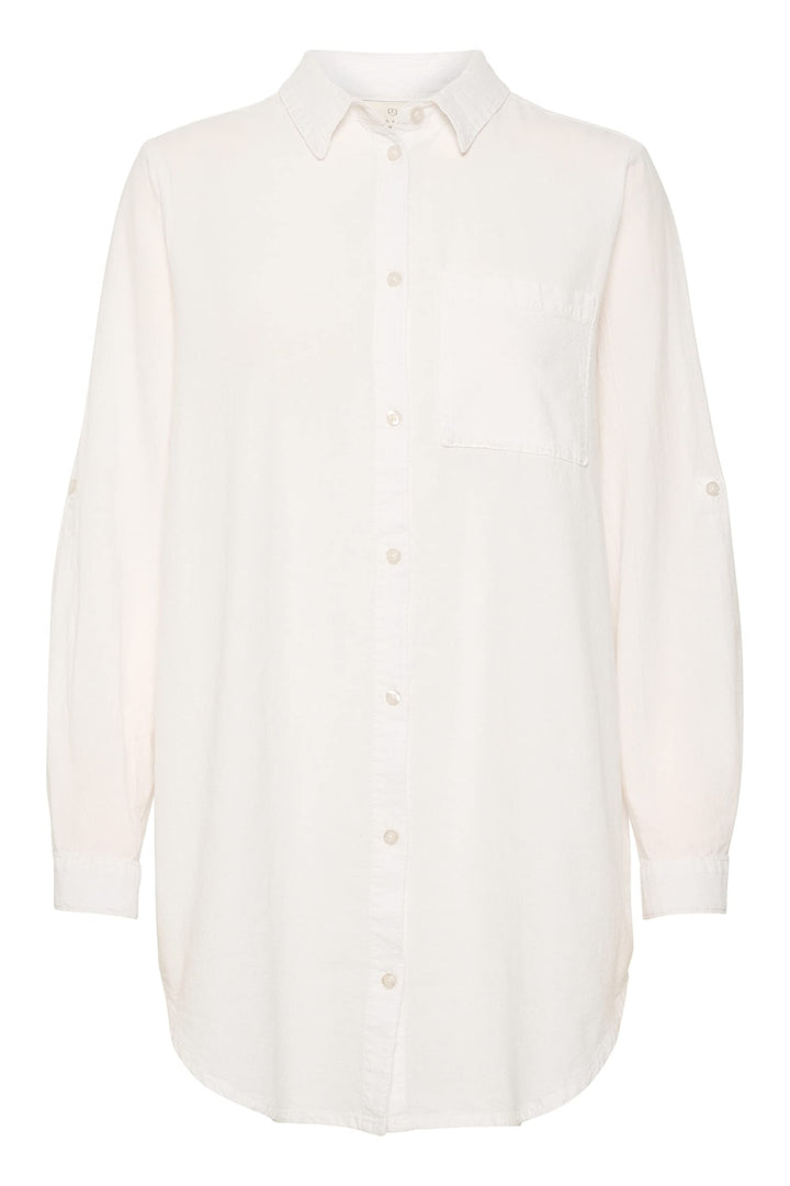 KAFFE Langarm - Hemd KAnaya Damen Hemd Langarm Kragen Lang Casual Hemdbluse 36 Chalk, 36 Chalk