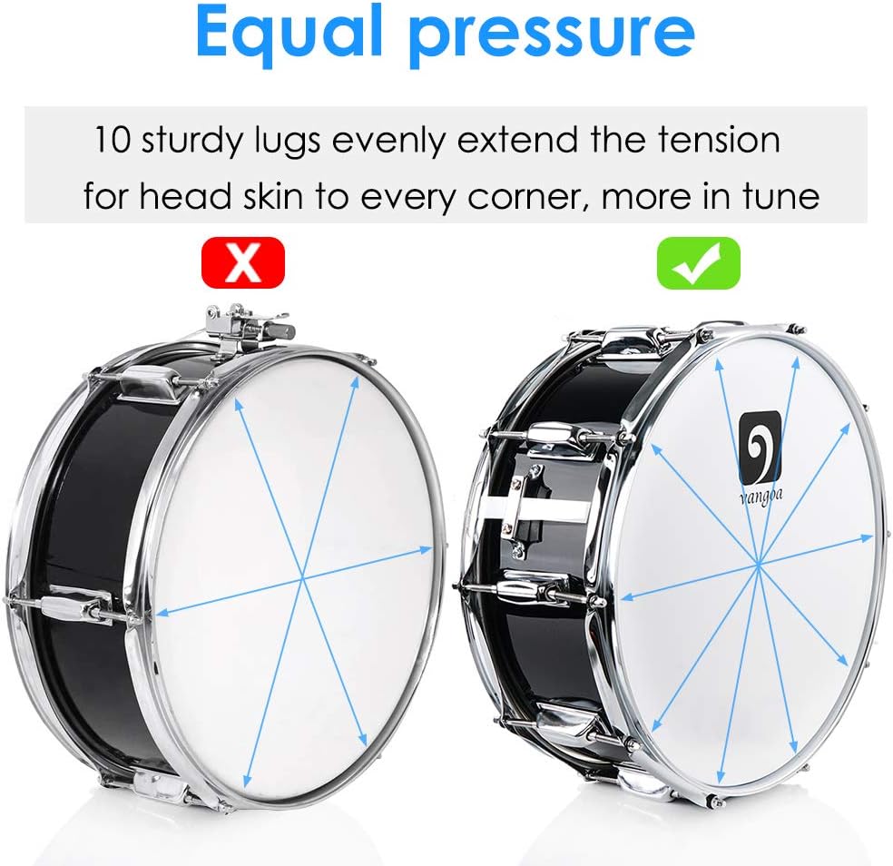 Vangoa Snare Drum 14 Zoll Ahornholz Cavity Kleine Trommel Akustik Schlagzeug Snaredrums mit Snare Dr