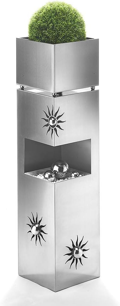 Kobolo Blumensäule Dekosäule Pflanzsäule Schale Bullet - Edelstahl 100 cm - 3 Dekokugeln, Bullet