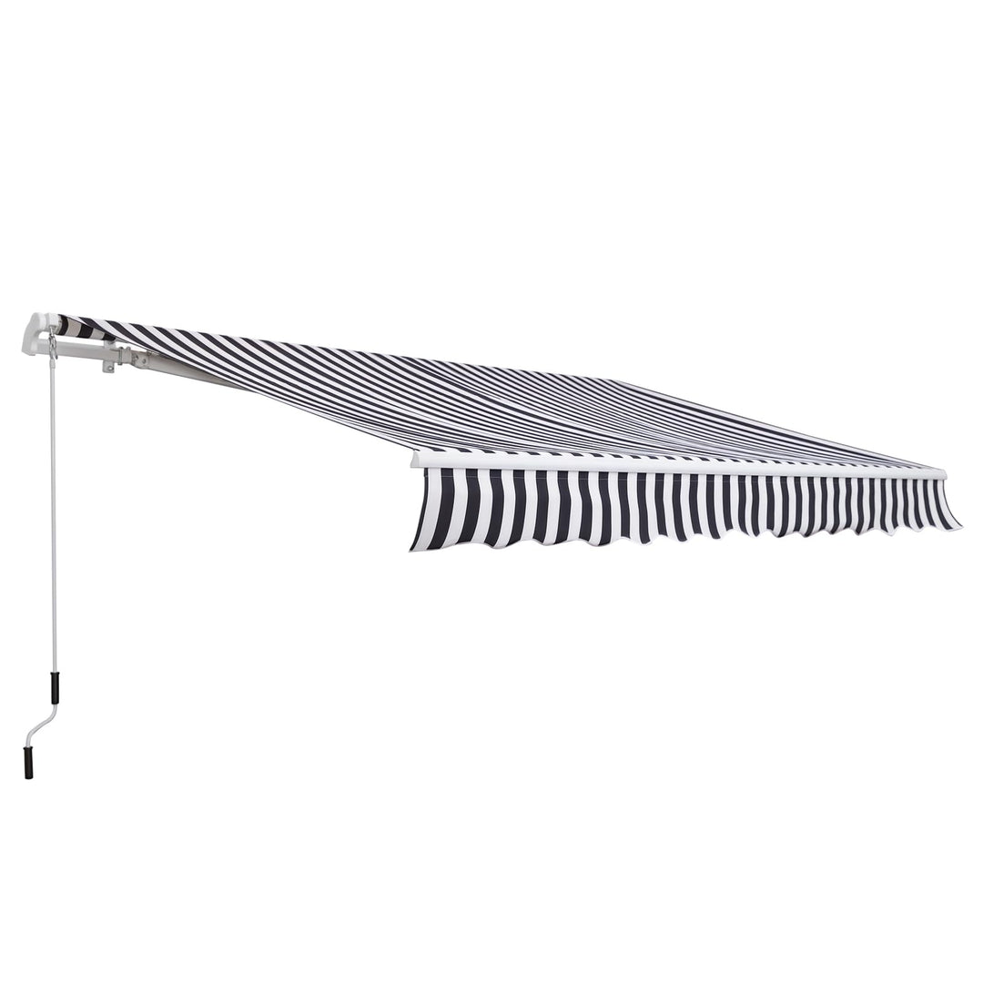 Outsunny Markise Gelenkarmmarkise Sonnenschutz Handkurbel Balkon Alu Grau/Weiss 3,5x2,5m Grau+Weiss,