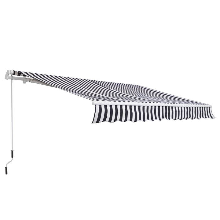 Outsunny Markise Gelenkarmmarkise Sonnenschutz Handkurbel Balkon Alu Grau/Weiss 3,5x2,5m Grau+Weiss,