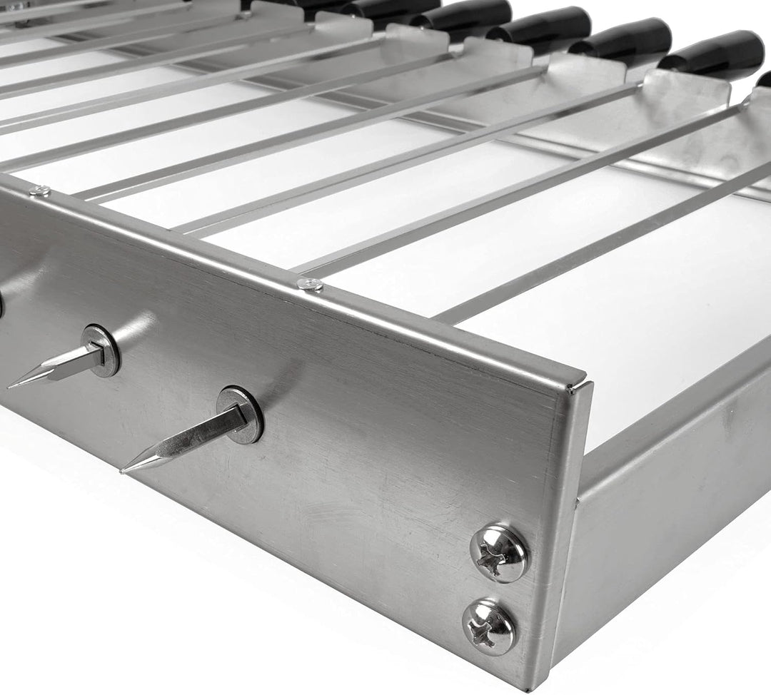 BBQ-Toro elektrischer Spiessdreher | Edelstahl Drehspiess Aufsatz mit 10 Spiessen und Motor | grösse