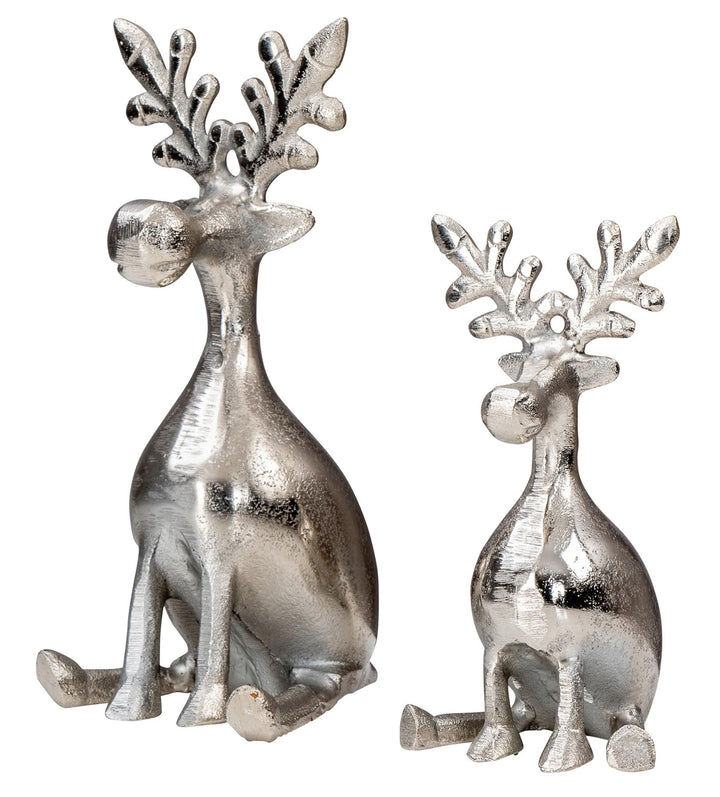 levandeo 2er Set Rentiere Metall Silber Hirsche Deko Tischdeko Weihnachtsdeko Figur Weihnachten Tier