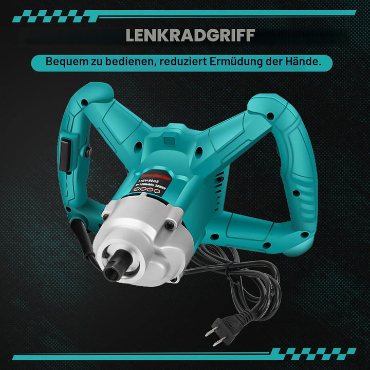 WingFly 3200W Rührwerk Mörtelrührer, 230V Farb-Mörtelrührer Betonrührer, 6 Gang-Getriebe, Farbmörtel