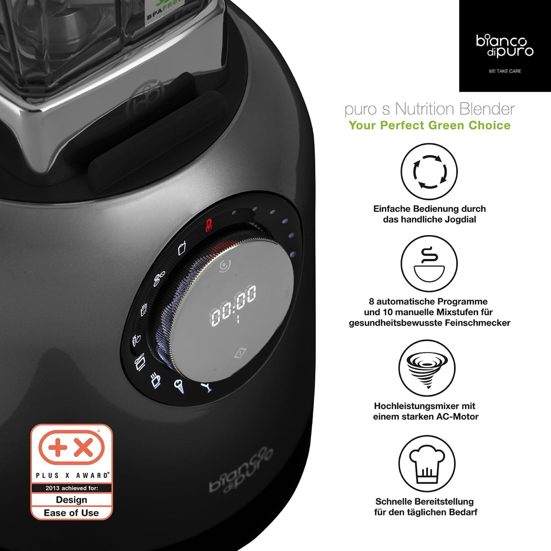 bianco di puro® Hochleistungsmixer Puro S Smoothie Maker 8 Mixprogramme 2 Liter Mixbehälter BPA-frei