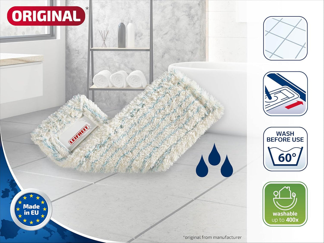 Leifheit Wischbezug Profi XL Cotton Plus 3er Set, Wischer Ersatzbezüg für Steinböden und Fliesen, sa