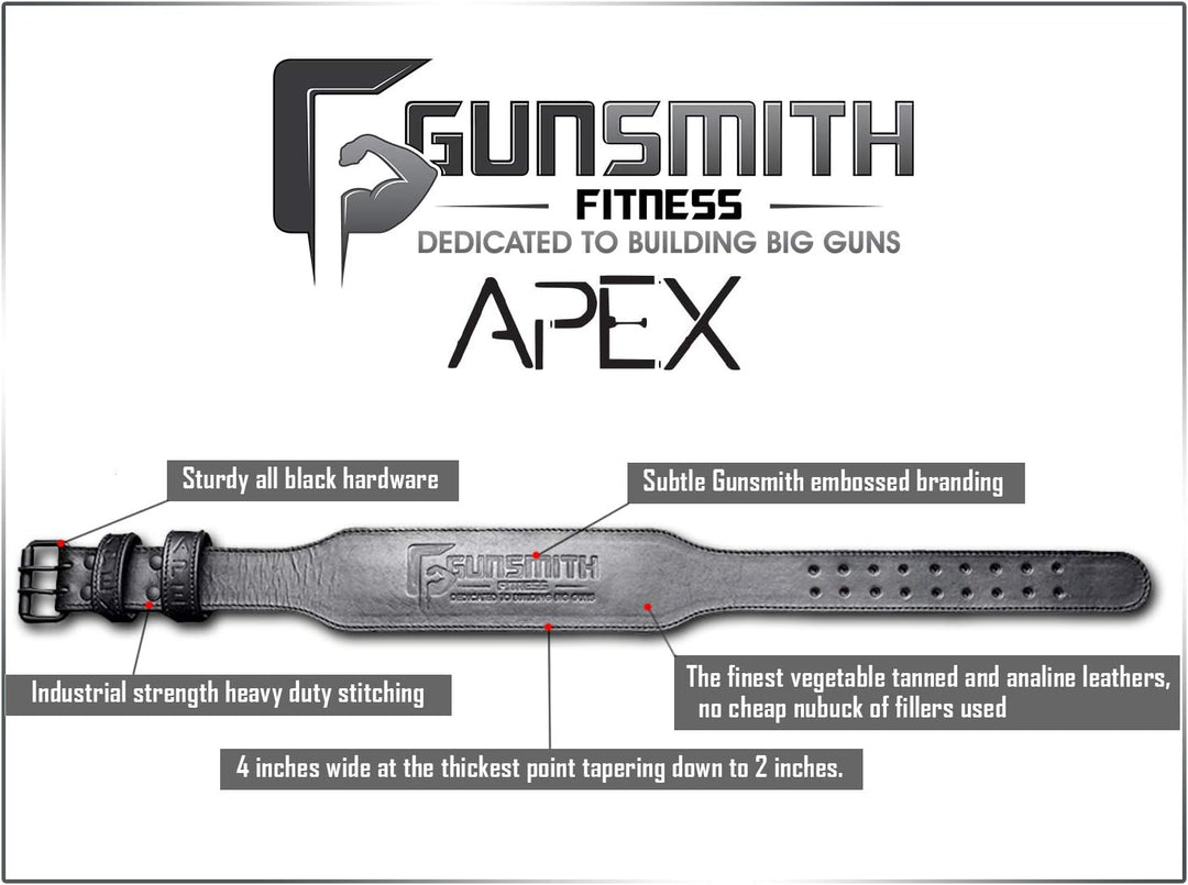 Gunsmith Gewichthebergürtel - Ultra-Premium Handgefertigt Schwarz Gewichtsgürtel für Herren und Dame