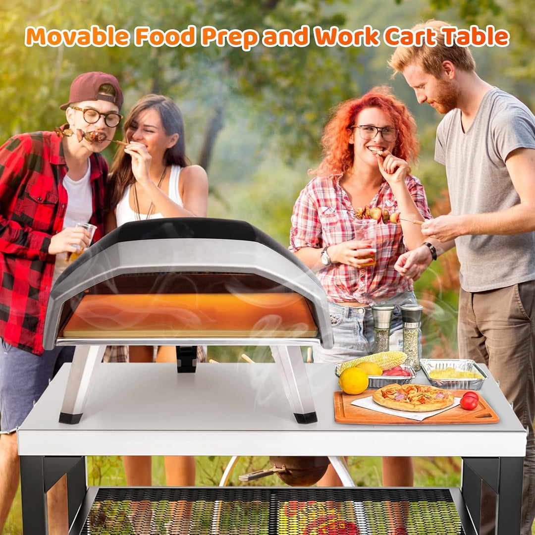 GFTIME Pizzaofen-Tischwagen für Ninja Woodfire, Blackstone Griddle, Weber Q, grosser rollender Küche