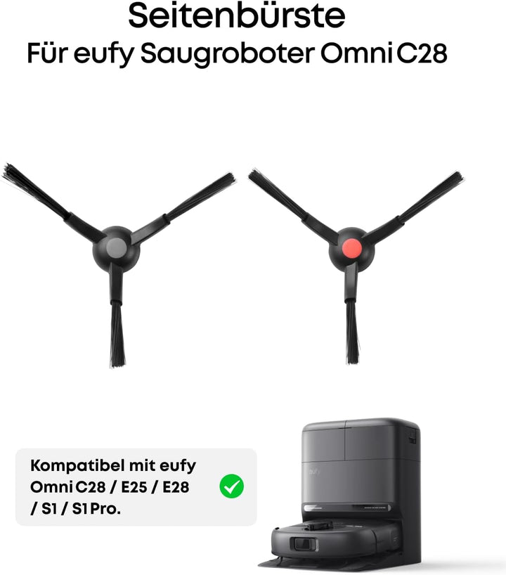 eufy Seitenbürsten (2 Paar) für C28, E25, E28, S1, S1Pro, weich, verschleissfest