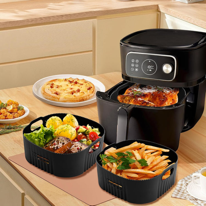 YINGRACE 22CM Silikonform für Heissluftfritteuse, 2PCS Airfryer Zubehör XXL Silikon Backform für Phi
