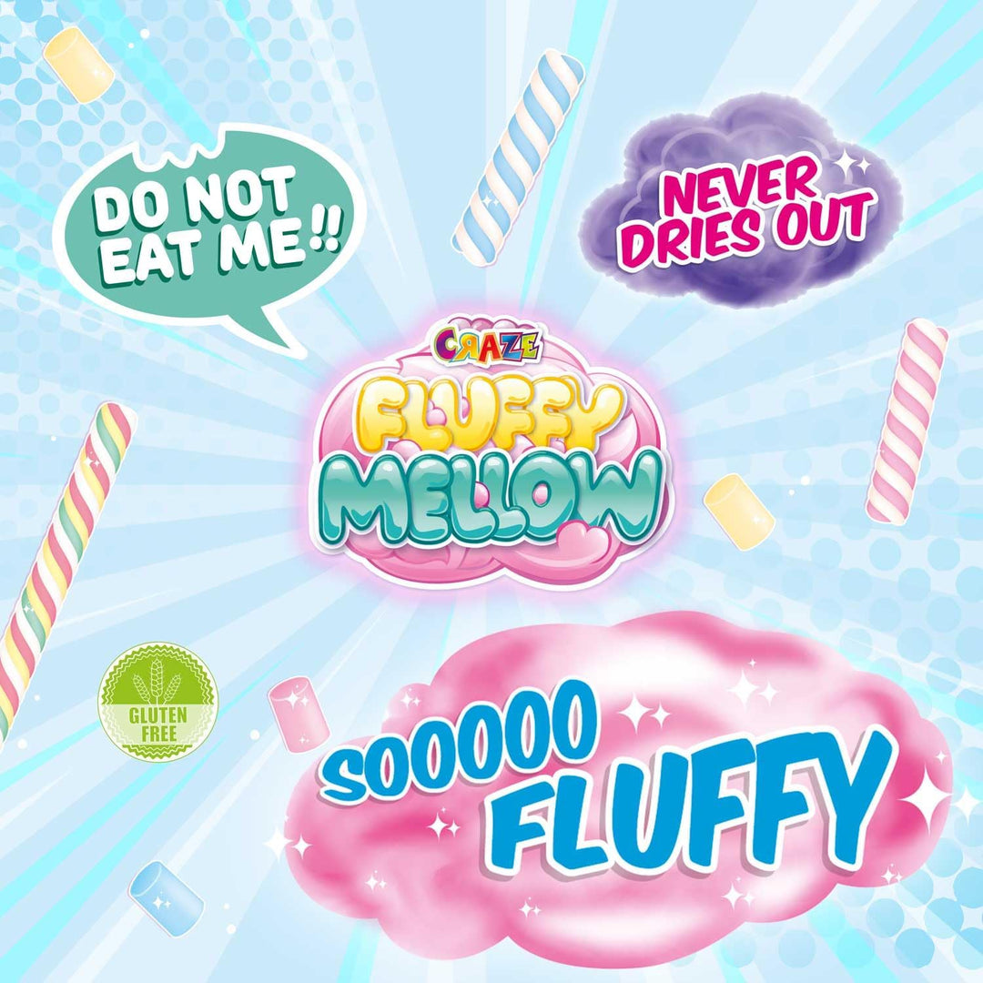 Craze Fluffy Mellow 12er Set - Knetmasse im Zipbeutel, 12x 25g luftige weiche Kinderknete mit Aroma,