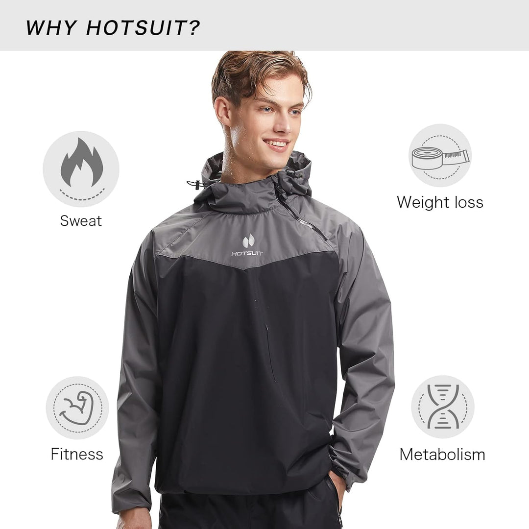 HOTSUIT Schwitzjacke/Schwitzanzug Herren Trainingsanzug Sportanzug Fitness Schwitzanzug Trainingshos