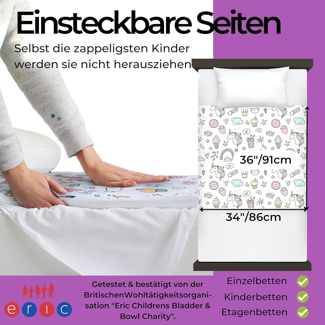 Bettunterlage wasserdicht für Kinder I Einzelbett, Kinderbett, Babybett I Atmungsaktive, waschbare M