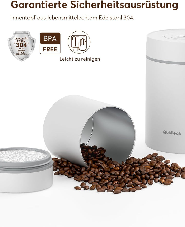 OUTPEAK 2026 Kilo Auto Vakuum Kaffeedose 1,8L für 601.0 g Kaffeebohnen Ein-Knopf-Bedienung Edelstahl