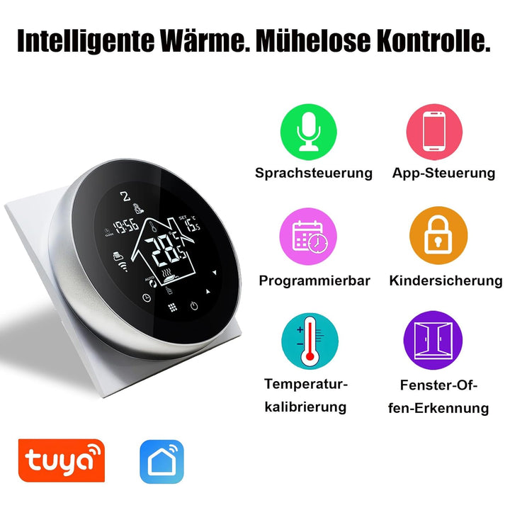 KETOTEK Thermostat Fussbodenheizung Wasser WiFi 3A Unterputz, Programmierbar Raumthermostat Fussbode