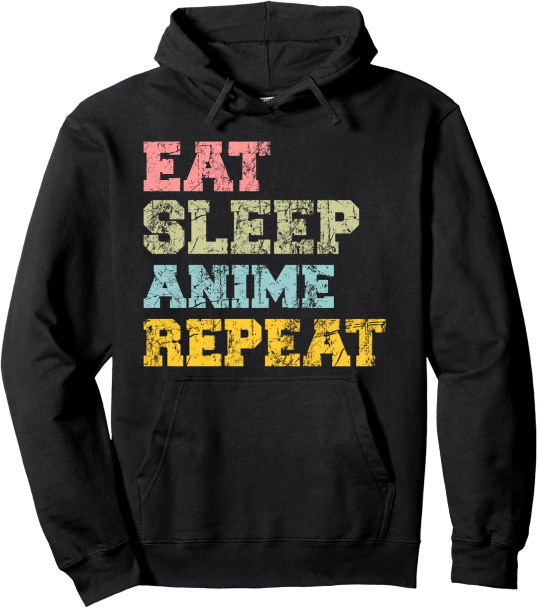 Lustig essen Sie Schlaf-Anime-Wiederholungs-Cartoon-Spass Pullover Hoodie