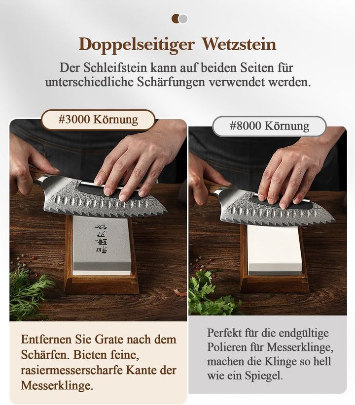 HEZHEN Doppelseitiger Abziehstein, Gross Weisskorund Schleifstein Wetzstein, Professionell Messersch
