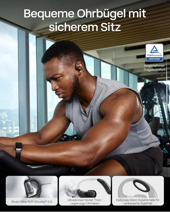 SHOKZ OpenFit Pro Open-Ear-Kopfhörer mit Open-Ear Geräuschreduzierung, Optimised for Dolby Atmos, Ti
