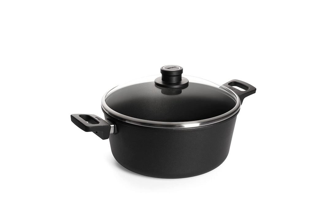 Woll Nowo Titanium Topf mit Glasdeckel in Box, Ø 28 cm, 12 cm hoch, 6.0 Liter, 2 Seitengriffe - Geei