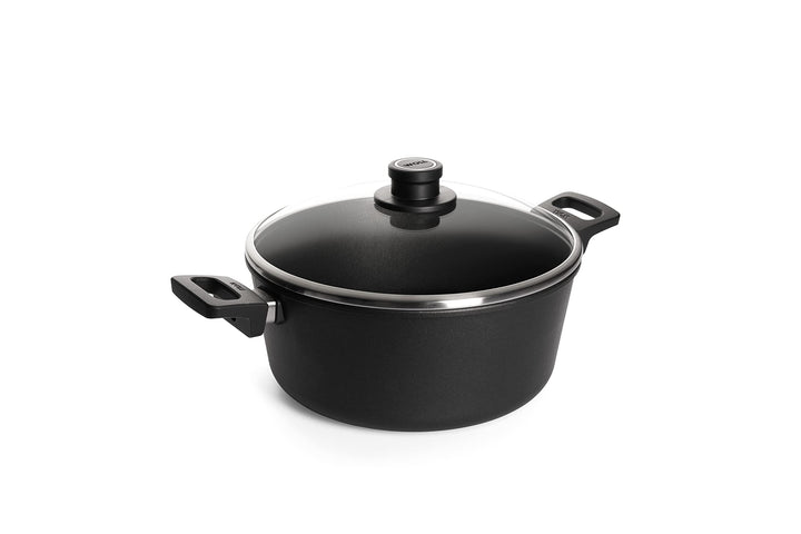 Woll Nowo Titanium Topf mit Glasdeckel in Box, Ø 28 cm, 12 cm hoch, 6.0 Liter, 2 Seitengriffe - Geei