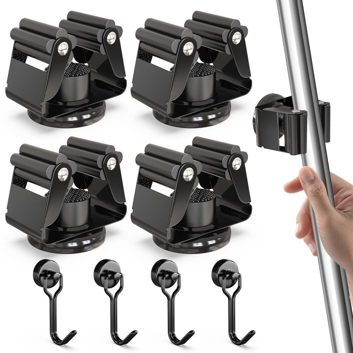 3-H 4 Stück Magnetischer Besenhalter, Edelstahl Gerätehalter Besenhalterung Wandaufhängung für Garte