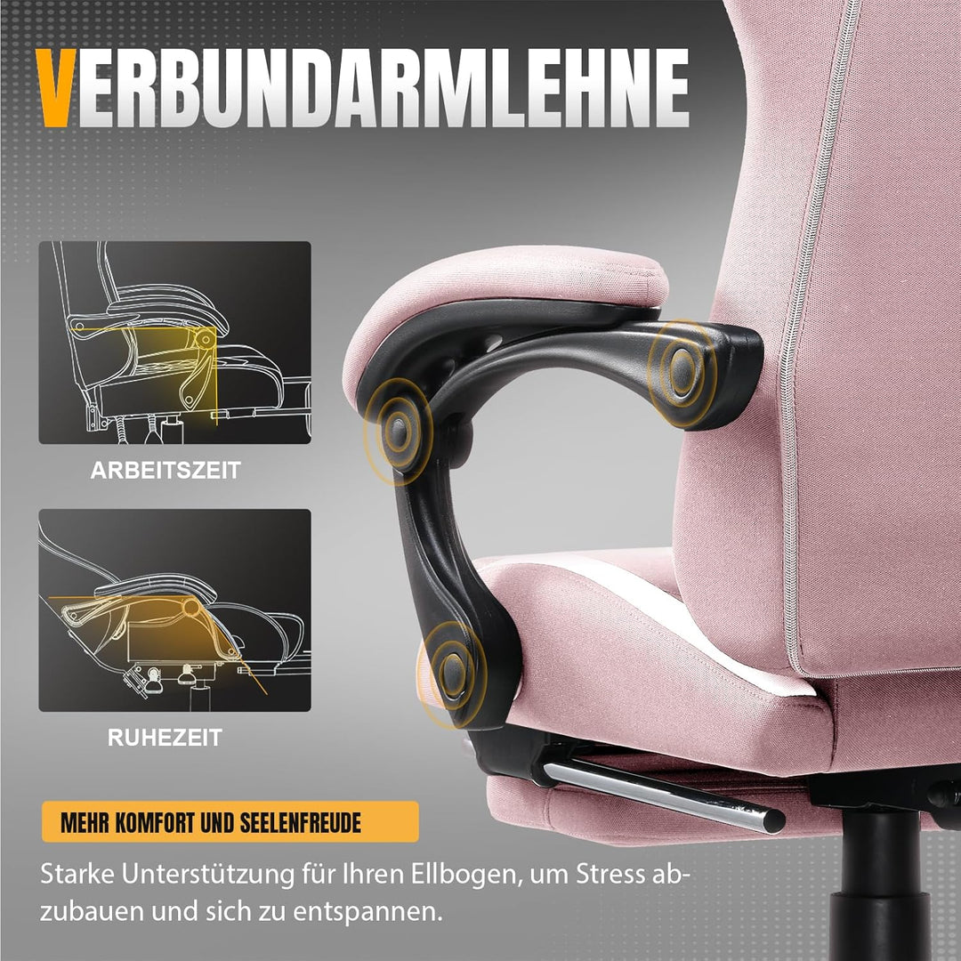 GTPLAYER Gaming Stuhl, Gamer Stuhl, Atmungsaktiver Bürostuhl aus Hochwertigem Stoff, Ergonomischer P