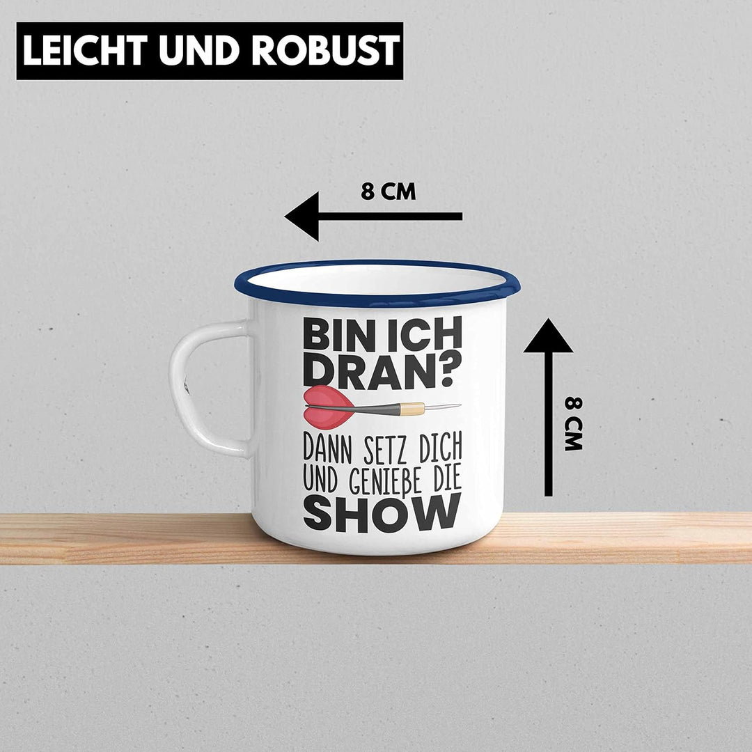 Trendation - Dart Geschenk Emaille Tasse Emaille Emaille Tasse Dartspieler Geschenkidee Darts Gesche