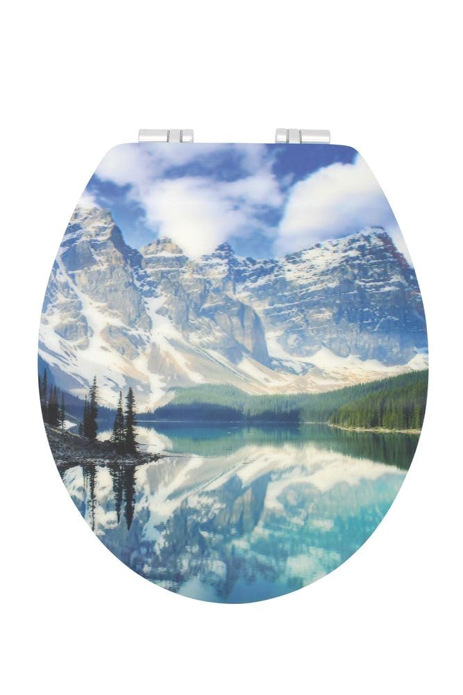 Sanwood 6099037 WC-Sitz ROCKY MOUNTAINS 3D faszinierende Tiefenwirkung, Reversed-Edge-Form, Absenkau