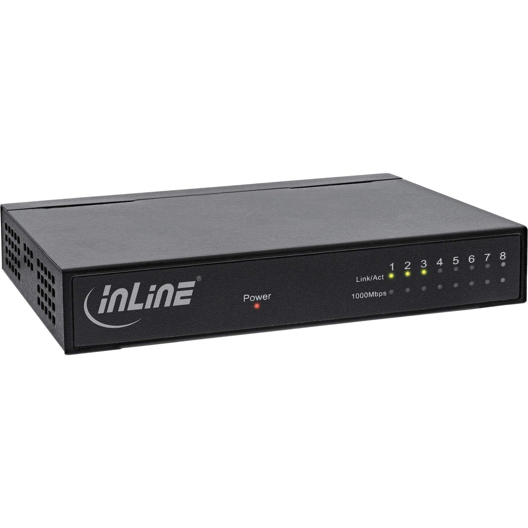 InLine 32308M Netzwerk Switch 8-Port, Gigabit Ethernet, 10/100/1000MBit/s, Desktop, Metall, lüfterlo