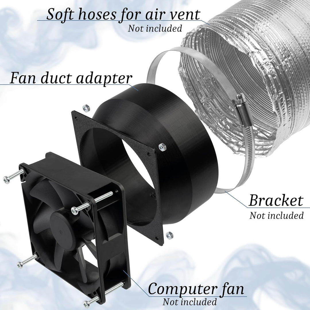 AERZETIX Quadratisch-Rund-Adapter für Luftstrom für Lüftungskanal 40x40 mm Ø48 mm aus ABS-Kunststoff