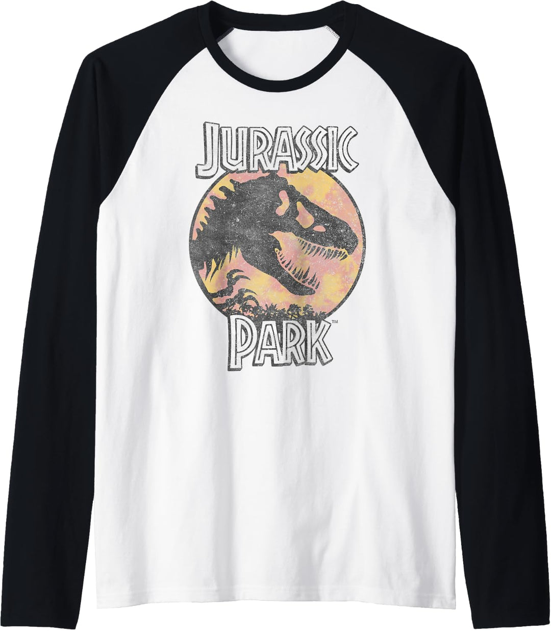 Jurassic Park Simple Logo T-Rex Silhouette Circle Raglan