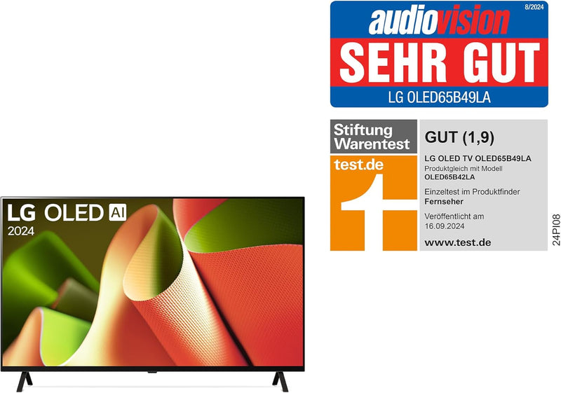 LG OLED65B49LA TV 65" (165 cm) OLED Fernseher (α8 4K AI-Prozessor, webOS 24, Dolby Vision, bis zu 12