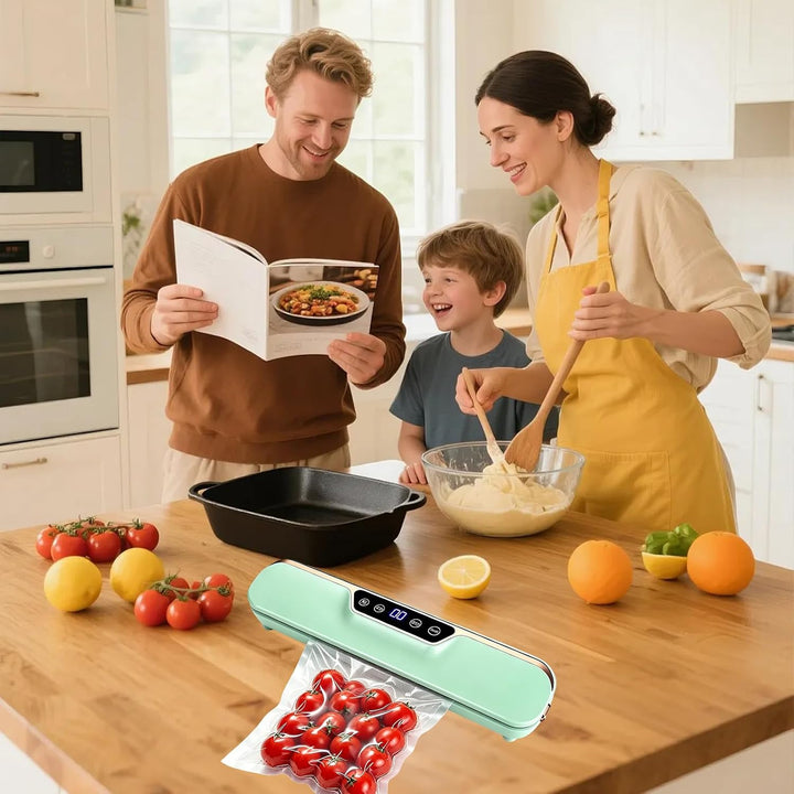 Vakuumiergerät 120W, 4 Modi Doppelsiegelung 50 Beutel (Grün) | Automatisch für trockene &amp; feuchte Le