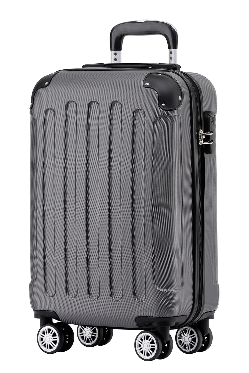 BEIBYE Hartschalen-Koffer Trolley Rollkoffer Reisekoffer Handgepäck 4 Rollen (M-L-XL-Set) (Dark Grey