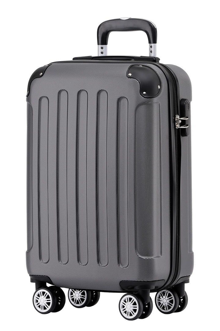 BEIBYE Hartschalen-Koffer Trolley Rollkoffer Reisekoffer Handgepäck 4 Rollen (M-L-XL-Set) (Dark Grey
