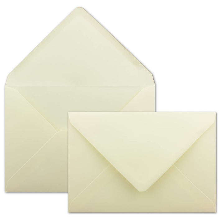 500 Stück Brief-Umschläge Creme - DIN C5-100 g/m² - 16,2 x 22,9 cm - Nassklebung mit spitzer Klappe