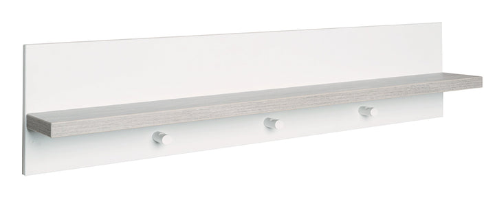 roba universal Wandgarderobe, mit Garderobenhaken und Ablage, weiss/natur, Wandgarderobe