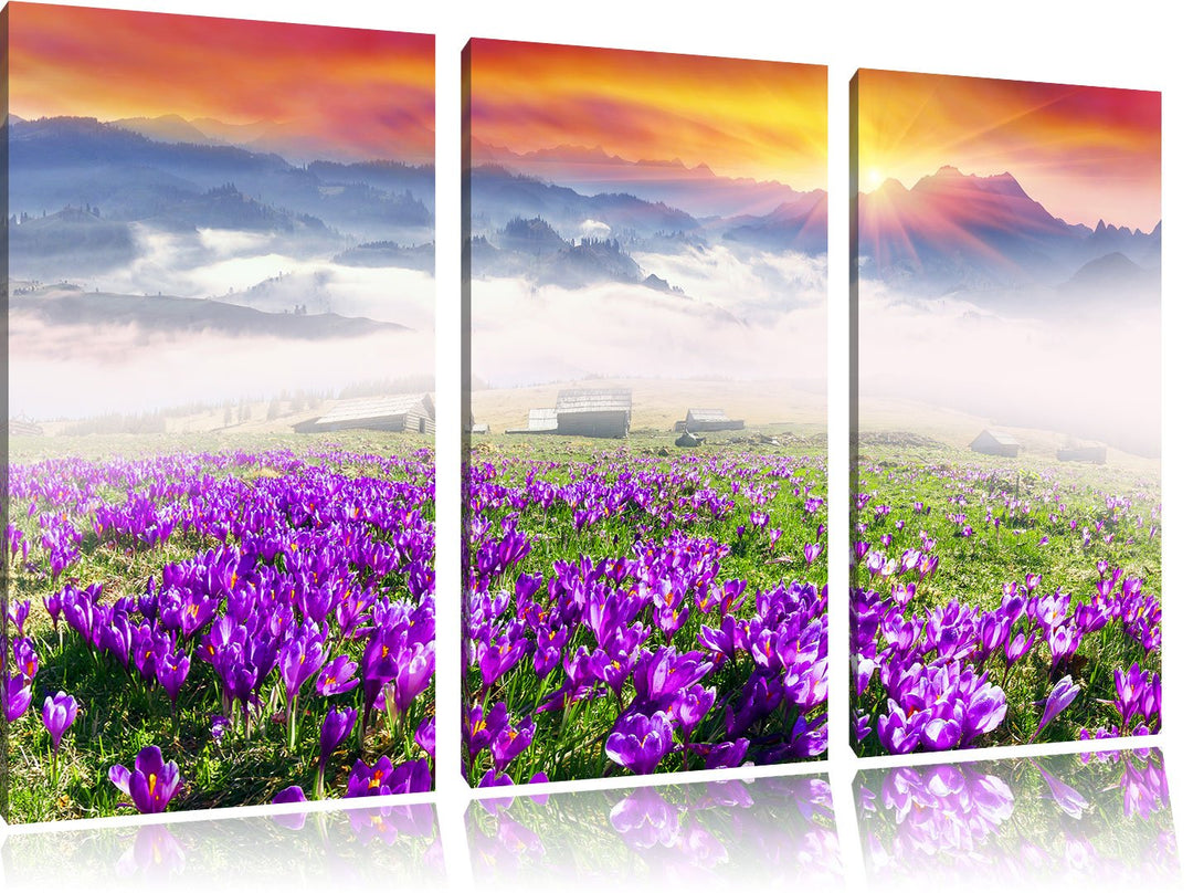 Pixxprint Sonnenaufgang im Karpaten Gebirge als Leinwandbild/Grösse: 3Teilig / Wandbild/Kunstdruck/f
