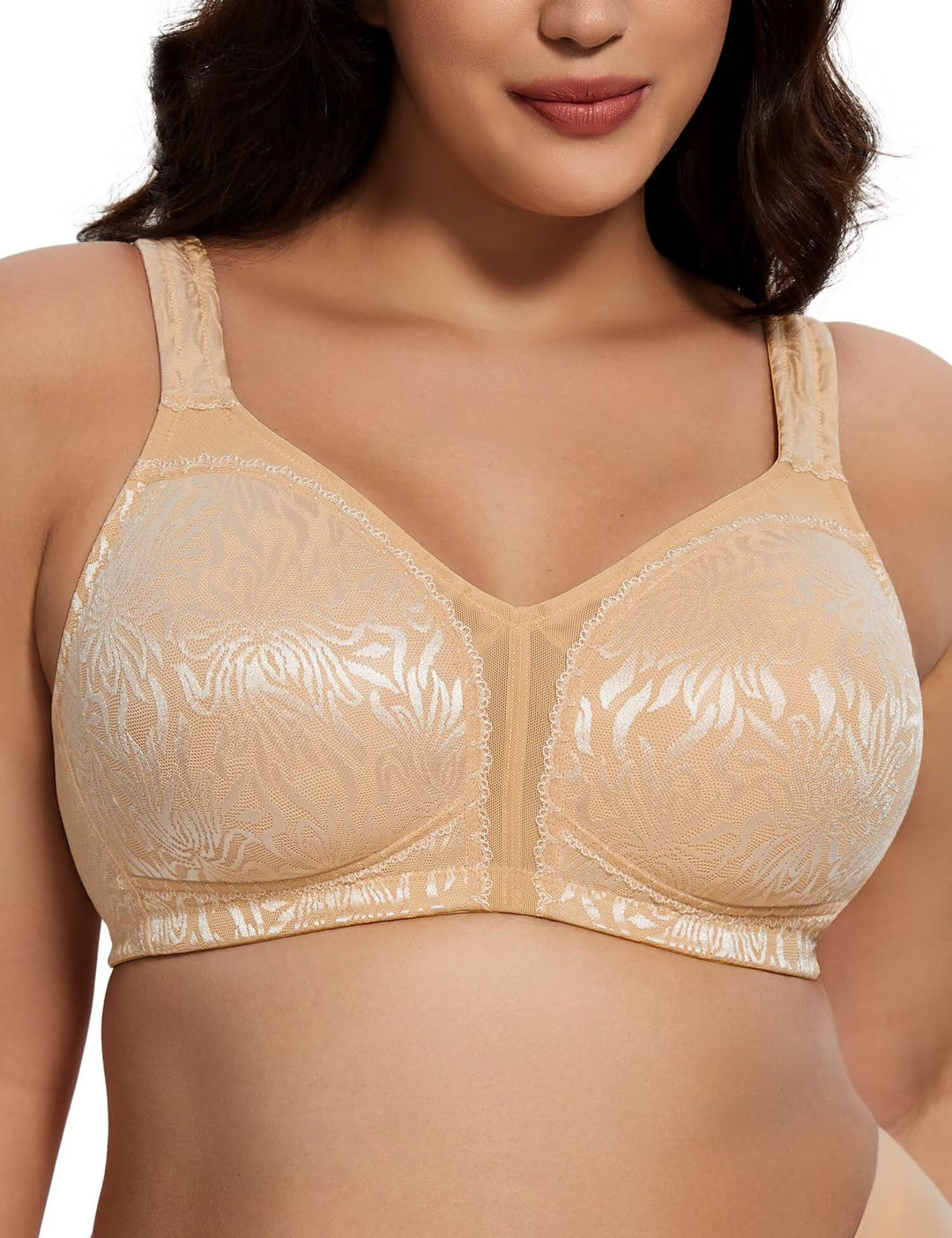 Deyllo Damen Vollschalen Minimizer BH Nicht Bügel Grosse Grössen BH Klassischer Dunkler Akt 80B, Dun