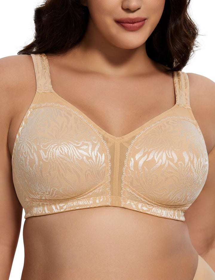 Deyllo Damen Vollschalen Minimizer BH Nicht Bügel Grosse Grössen BH Klassischer Dunkler Akt 80B, Dun