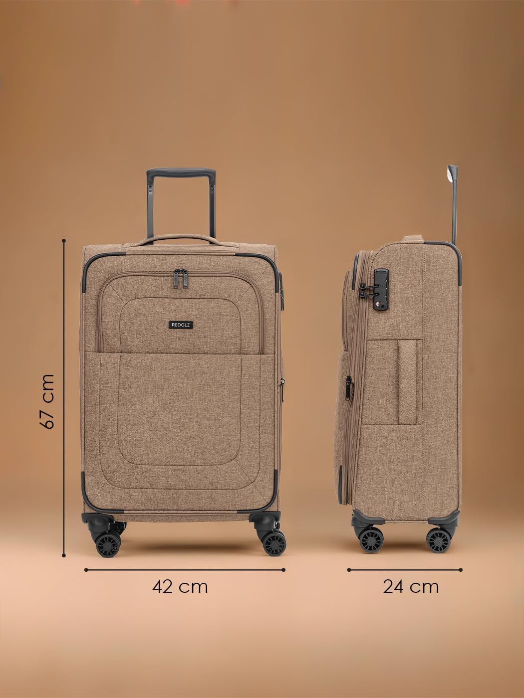 REDOLZ MEDIUM Weichschalen Koffer für Männer & Frauen | leichter Trolley 67 cm mit 4 Doppelrollen &
